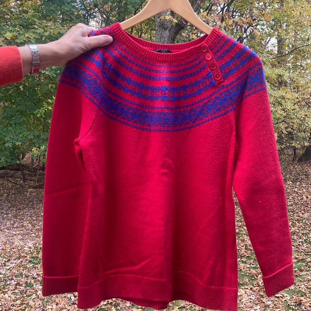 Talbots red and blue sweater